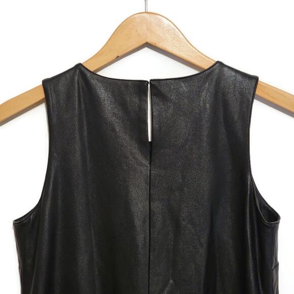 AMANDA UPRICHARD Faux Leather Sleeveless Drop Waist Black Mini Dress Size S - Picture 8 of 13